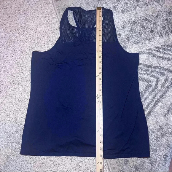 Athleta Be Free Navy Blue Mesh Tank Top Size Large Athletic Athleisure Gym - Picture 7 of 9